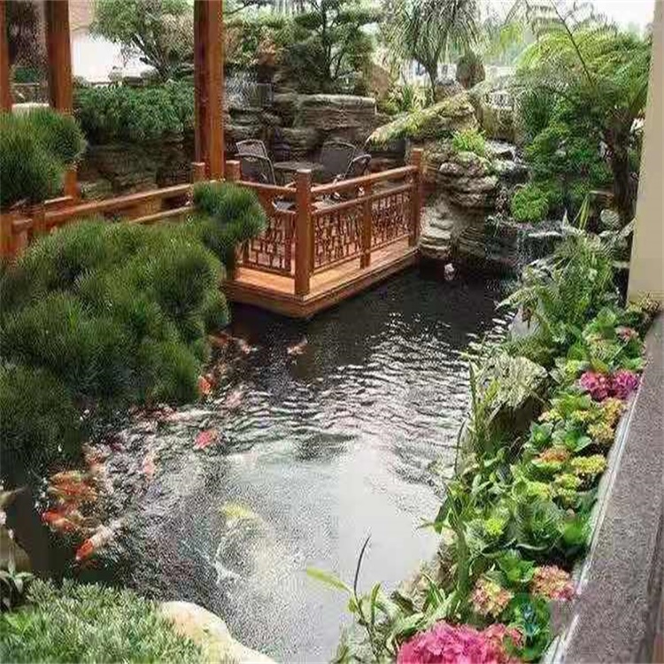 库尔勒别墅庭院景观设计鱼池